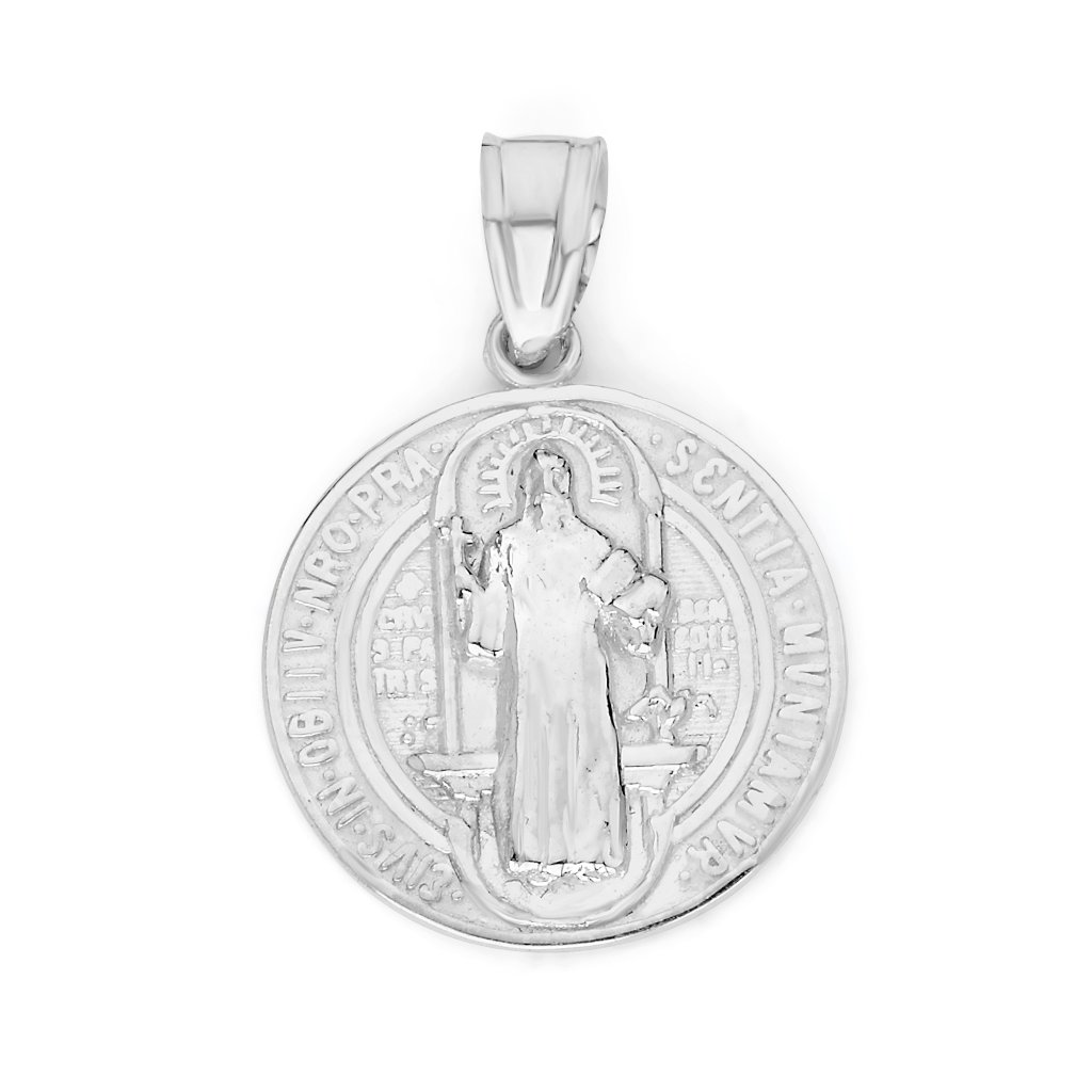 925 Sterling Silver Saint Benedict Pendant - Religious Jewelry Gifts For Women